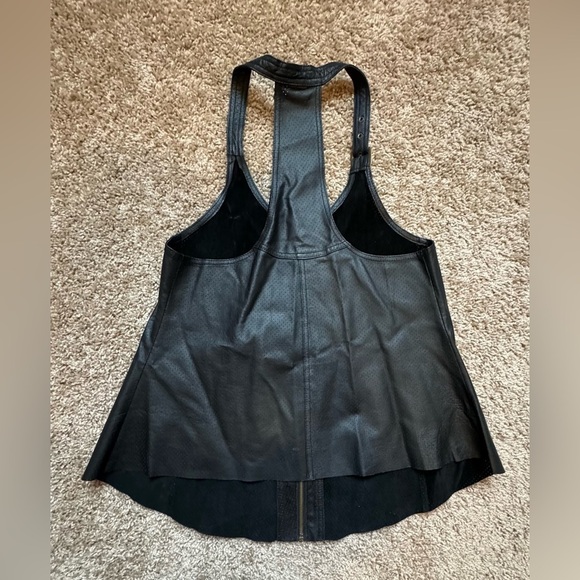 XCVI Perforated black Leather Motorcycle Vest Sleeveless Racerback in W’s small - Picture 4 of 7